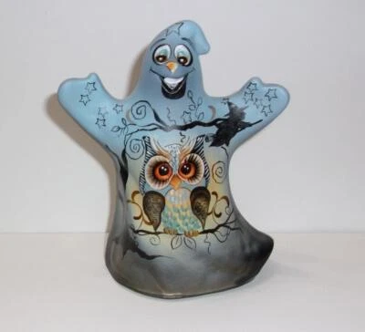Fenton Glass Smoke Night Owl Halloween Ghost Figurine Witch Ltd Ed Kibbe #15/63