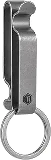 KeyUnity KM00 Titanium Belt Loop Keychain Clip Double Side Quick Release Key Holder with Detachable Key Ring, Stonewashed, Medium
