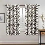 Smarcute Blackout Curtains for Bedroom/Living Room Geo Printed Blackout Curtain Draperies Classic Eyelet Modern Decoration Curtain Drapes, Brown & Taupe, Sold by Pair, Each Piece W132cmxD160cm