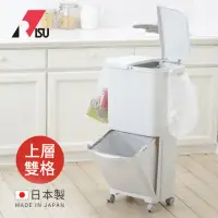 在飛比找momo購物網優惠-【日本RISU】日本製雙層移動式分類垃圾桶-上層雙格-45L