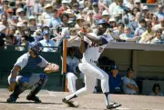 John Milner New York Mets bats v the Los Angeles Dodgers at a Maj- 1974 Photo