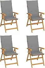 Folding Patio Chair, Dining Chair with Armrest, Garden Chairs 4 pcs with Cushions for Porch, Backyard, Lawn, Easy Assemble, 57 x 71.5 x 100 cm, Grey