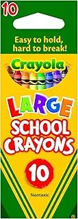 Crayola 10 Large School Crayons, Assorted Vibrant Colours, Child Safe, Easy to Hold, Harder to Break, Perfect for Coloring and Drawing