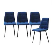 Levede 4x Velvet Padded Seat Dining Chairs Blue
