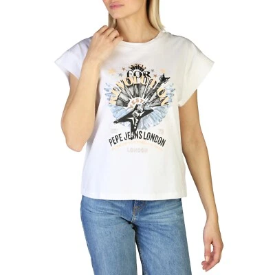Ladies PEPE JEANS T Shirt Size S CAROLINE white cotton round neck cap sleeve top