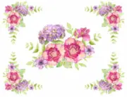 Shabby Watercolor Hydranea Flowers Corner Swag Transfers Waterslide Decals FL552