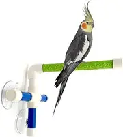 admecoo Portable Suction Cup Bird Window and Shower Perch Toy for Bird Parrot Macaw Cockatoo African Greys Budgies Parakeet Bath Perch Toy