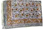 Twin Kantha Quilt Cotton Bedspread comforter coverlet Throw block Print bedsheet