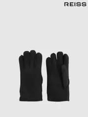 Reiss Black Agon Shearling Gloves (E71006) | $195