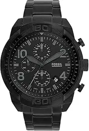 [FOSSIL] Bronson Men's Watch with Stainless Steel Bracelet or Genuine Leather Band, Chronograph or Three-Hand Analog Display