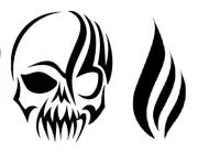 TRIBAL SKELETON SKULL & FLAME Large Stencil Template Airbrush Paint 2 in 1