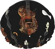 Art Guitar Pattern Print Print Shower Cap For Women Men Reusable Lightweight Soft Bath Hair Cap With Elastic Band