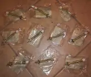 10 PACK OF Polished Brass 3" Spring Door Stop + Rubber Tip Screw Into Baseboard