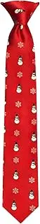 [Jacob Alexander] Boys' Red Frosty The Snowman Snowflakes 14 inch Clip-On Neck Tie