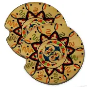 Marvelous Wood Car Coaster Gift Set fit Car & Truck Cup Holder