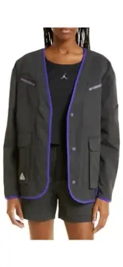 Jordan 23 Engineered Women Button Down Jacket Synthetic Fill Black DQ4537 Sz XL