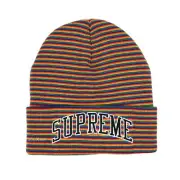 NWT Supreme NY Rainbow Stripe Knit Arc Logo Beanie Hat Cap FW21 DS AUTHENTIC