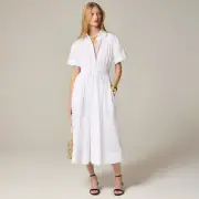 NWT!! J. CREW Elena Midi Shirtdress Cotton Poplin Solid White Shirt Dress 4P