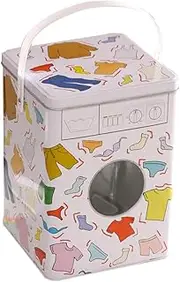 OATIPHO 1Pc Cartoon Style Laundry Storage Container Cute Washing Machine Design Durable Tinplate Box Easy to Clean for Laundry Accessories Organization
