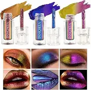 VERONNI Chameleon Eyeshadow,3Colors Liquid Metallic Eyeshadows Color Shifting, Holographic Glitter Multichrome Eye Shadow High Pigmented, Long Lasting and Smudge Proof (#02+04+06)