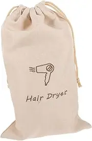 KOMBIUDA Sturdy Linen Hair Dryer Storage Bag Portable Pouch for Travel Hotel Gym Drawstring Bag Sign 22x28 cm Muted Linen