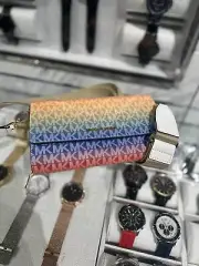 Michael Kors Jet Set Item Large Zip Around Wallet Crossbody Bag Purse Rainbow MK