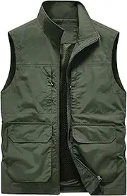 [Generic] Heavy Windbreaker Photography Mesh Vest Men's Thin Multi Pocket Jacket Men's Large Size Loose Horse Clip Winter Jacket for Men