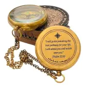 Engraved Compass - I Will Guide You - Psalm 32:8" Quote | Divine Path