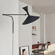 Swing Arm Wall Sconce Plug in Rotatable Black,Black Modern Wall Lights with On/Off Cord for Bedroom, Living Room