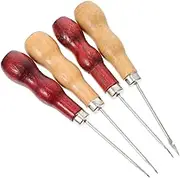 BEBEMOKO Wooden Handle Prickers 12pcs Handheld Sewing Awls Essential Sewing Project Kit