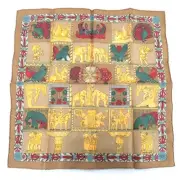 ya03 Hermes Scarf Carre 40 Toran Tomon Silk 100 Beige