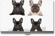 [VFMKT] Slim Metal Business Card Holder Portable Business Card Case Pocket Name Card Holder French Bulldog Wallet for Men Women Office Travel, style, One Size