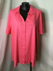AUTOGRAPH CORAL PINK "FLUTTER SHORT SLEEVE" SHIRT LINEN TOP SZ 24-NEW REDUCED $