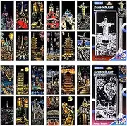 Scratch Rainbow Painting Art Paper Scratch Art Bookmarks Set for Adults&Kids Scratch Painting DIY Creative Gift 6.2''x2.8''(24Pcs)(City Series1)