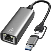 USB/Type-C Dual-Head 2-in-1 Rj45 Adapter Gigabit Driver-Free Network Card 2.5g Network Card Converter
