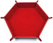 LOVEHERRAU DND Portable Folding Dice Rolling Tray for use as DND Dice Tray D&D Dice Tray or Dice Game, PU Leather Dice Holder for Dice Games Like RPG, DND and Other Table Games (Red)