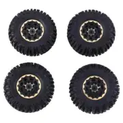 4Pcs 55X22Mm 1.0 Brass Wheel Rim Rubber Tire for 1/18 1/24 RC Crawler Car Axial