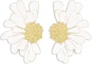 [Generic] Vintage Flower Stud Earrings Exaggerated Oversized Daisy Flower Earrings Statement Jewelry for Women Black White Vintage Colorful 70 80s Earrings for Girls Floral