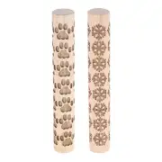2pcs Wood Roller 10cm Snowflake Paw Print Pattern Wooden Pottery Tools