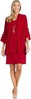 [R&M Richards] 2PC Sheath Dress & Jacket W/Ruffles & Detachable Necklace