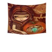Autumn Colors Girl a Clockwork Pumpkin Tapestry