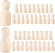 Wooden Peg Dolls Unfinished People Peg Dolls Decorative Wooden Peg Doll People Mini Wooden Peg People Figures Doll Bodies for Painting DIY Craft, Wood Peg Angel Doll
