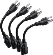 4 PACK Power Extension Cord Short Cable Outlet Saver 3 Prong 16AWG 13A