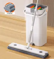 Joybos®Free-Press Colorful Mop Bucket and Wringer Combo Square WITH 5 REFILLS&DUSTING CLOTHS