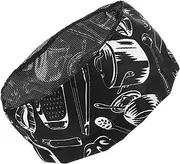 [ANDRESLAD] Unisex Chef Hat Breathable Mesh Top Kitchen Beanie for Cooking Flat Round Skull Cap Catering Cap Adjustable Size