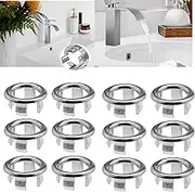 LYSAIMG 12 Pcs Sink Overflow Ring,ABS Plastic Sink Hole Round Overflow Ring,Fit for 22-24mm Overflow Hole Diameter Bathroom Kitchen Sink Hole Round Overflow Cover Basin Tidy Insert Spares.
