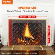 Modern Gold Iron Mesh Fireplace Screen Spark Guard 980x758mm Fire Safety Decor