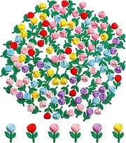 [X Hot Popcorn] 100PCS Mixed Mini Flatback Rose Charms Rose Loose Beads Flat Back Charms for DIY Craft