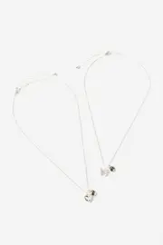 [Cotton On Kids] Cotton On Kids - Kids 2 Pk Necklaces - Silvery heart/butterfly OS SILVERY HEART/BUTTERFLY