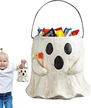 Zasdvn Halloween Ghost Bucket, Halloween Candy Bags, Halloween Ghost Pail Decoration Sweet Holder Basket, Cute Spooky Ghost Candy Bucket, Cute Ghost Planter Resin Ghost Vase Candy Bowl For Kids Hallow
